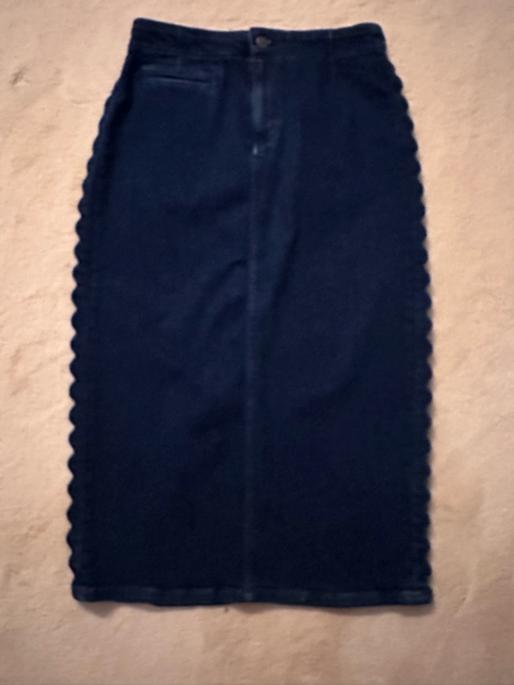 Maeve by Anthropologie Navy Scalloped-Side Denim Pencil Skirt